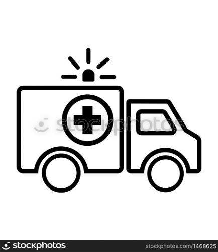 Ambulance line car icon isolated on white vector illustration eps 10. Ambulance line car icon isolated on white vector illustration