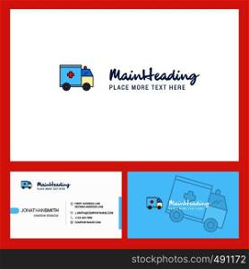Ambulance Logo design with Tagline & Front and Back Busienss Card Template. Vector Creative Design