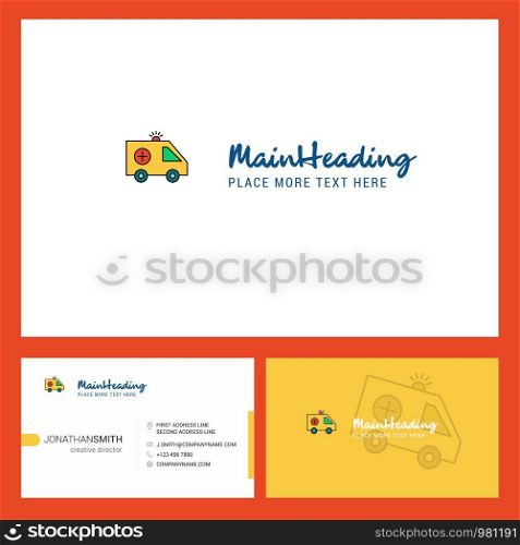Ambulance Logo design with Tagline & Front and Back Busienss Card Template. Vector Creative Design