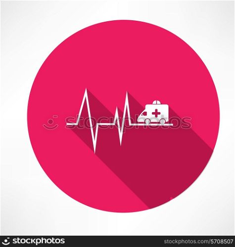 ambulance on pulse icon. Flat modern style vector illustration