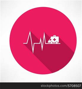 ambulance on pulse icon. Flat modern style vector illustration