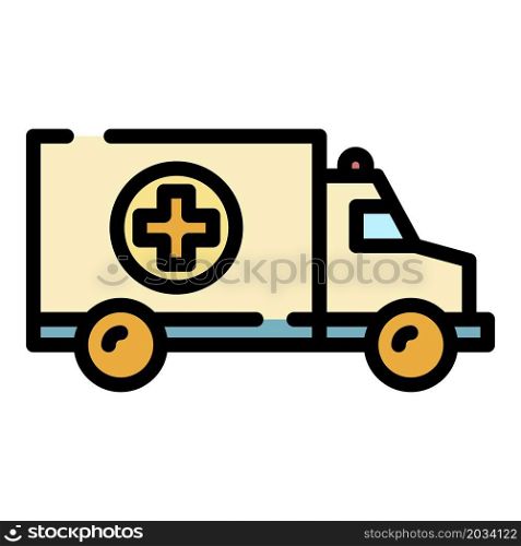 Ambulance truck icon. Outline ambulance truck vector icon color flat isolated. Ambulance truck icon color outline vector