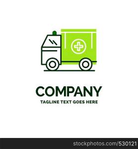 ambulance, truck, medical, help, van Flat Business Logo template. Creative Green Brand Name Design.