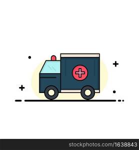 ambulance, truck, medical, help, van Flat Color Icon Vector