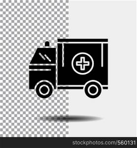 ambulance, truck, medical, help, van Glyph Icon on Transparent Background. Black Icon. Vector EPS10 Abstract Template background