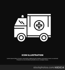 ambulance, truck, medical, help, van Icon. glyph vector symbol for UI and UX, website or mobile application. Vector EPS10 Abstract Template background