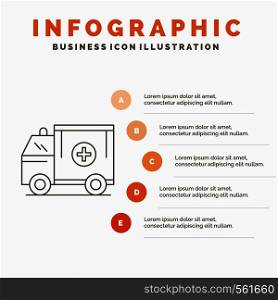 ambulance, truck, medical, help, van Infographics Template for Website and Presentation. Line Gray icon with Orange infographic style vector illustration. Vector EPS10 Abstract Template background
