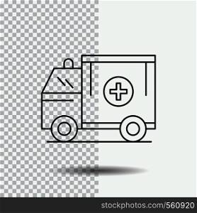 ambulance, truck, medical, help, van Line Icon on Transparent Background. Black Icon Vector Illustration. Vector EPS10 Abstract Template background