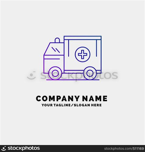 ambulance, truck, medical, help, van Purple Business Logo Template. Place for Tagline. Vector EPS10 Abstract Template background