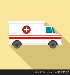 Ambulance van icon. Flat illustration of ambulance van vector icon for web design. Ambulance van icon, flat style