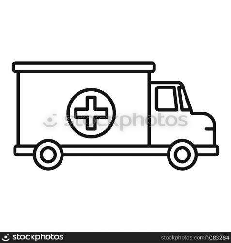 Ambulance van icon. Outline ambulance van vector icon for web design isolated on white background. Ambulance van icon, outline style