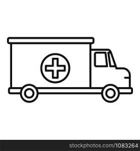 Ambulance van icon. Outline ambulance van vector icon for web design isolated on white background. Ambulance van icon, outline style