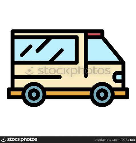 Ambulance vehicle icon. Outline ambulance vehicle vector icon color flat isolated. Ambulance vehicle icon color outline vector