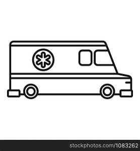 Ambulance vehicle icon. Outline ambulance vehicle vector icon for web design isolated on white background. Ambulance vehicle icon, outline style