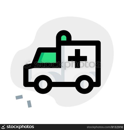 Ambulance, vehicle with emergency medical equipment.