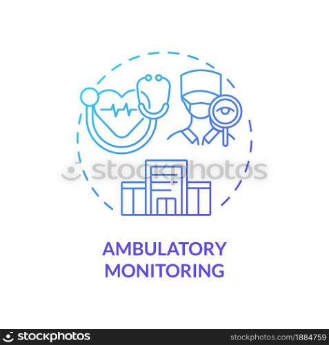 Ambulatory monitoring concept icon. Hypertension test abstract idea thin line illustration. Measuring blood pressure. Recording during routine daily activities. Vector isolated outline color drawing. Ambulatory monitoring concept icon