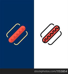 America, American, Hotdog, States Icons. Flat and Line Filled Icon Set Vector Blue Background