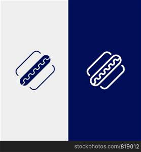 America, American, Hotdog, States Line and Glyph Solid icon Blue banner Line and Glyph Solid icon Blue banner