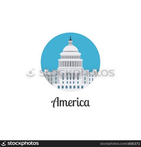 America landmark isolated round icon. Vector illustation. America landmark isolated round icon