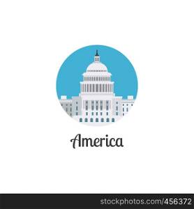 America landmark isolated round icon. Vector illustation. America landmark isolated round icon