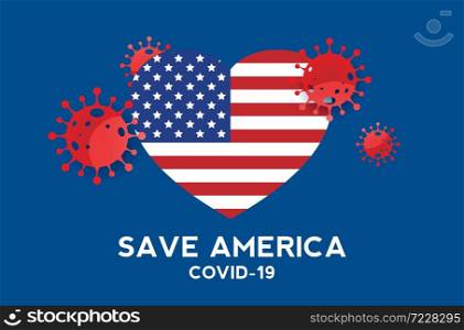 America lockdown preventing coronavirus or Covid 19 spread or outbreak, Prohibited from leaving the USA country. vector illustration design.