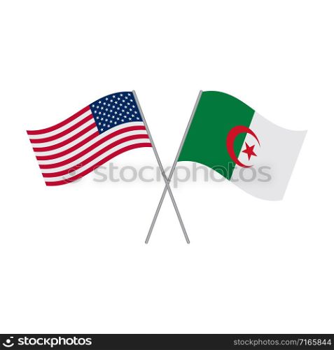 American and Algerian flags vector isolated on white background. American and Algerian flags vector isolated on white