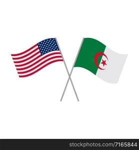 American and Algerian flags vector isolated on white background. American and Algerian flags vector isolated on white