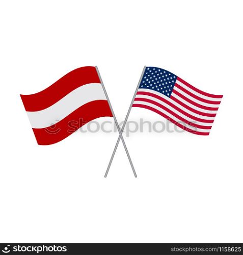 American and Austrian flags vector isolated on white background
