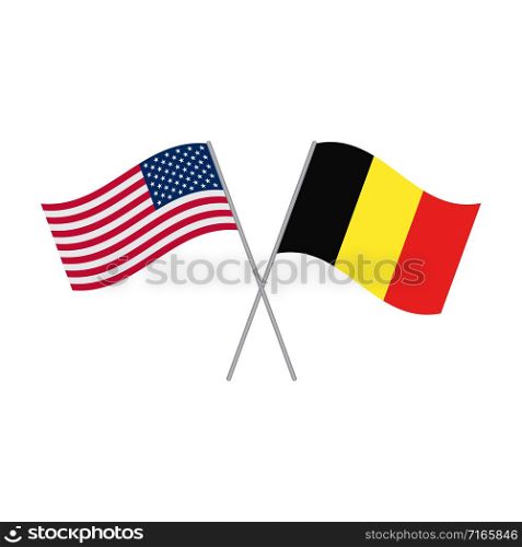 American and Belgian flags vector isolated on white background. American and Belgian flags vector isolated on white