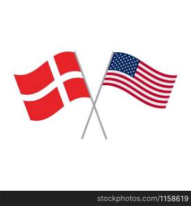 American and Danish flags vector isolated on white background