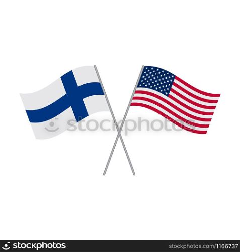 American and Finnish flags vector isolated on white background