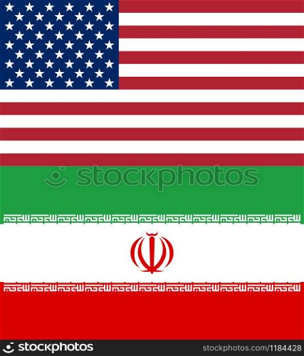 American and Iranian flags. Official national symbols of states.. American and Iranian flags. Official national symbols of states