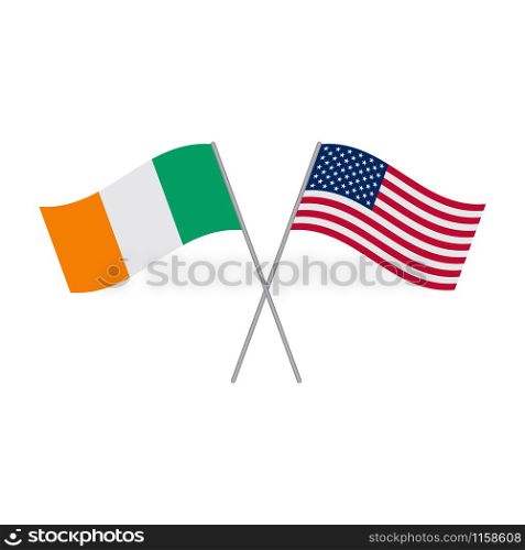 American and Irish flags vector isolated on white background