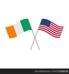 American and Irish flags vector isolated on white background