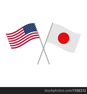 American and Japanese flags vector isolated on white background. American and Japanese flags vector isolated on white