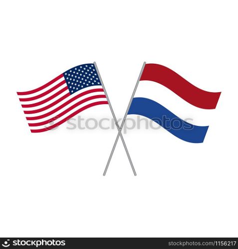 American and Netherlands flags vector isolated on white background. American and Netherlands flags vector isolated on white