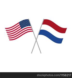 American and Netherlands flags vector isolated on white background. American and Netherlands flags vector isolated on white