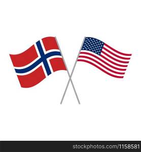 American and Norwegian flags vector isolated on white background. American and Norwegian flags vector isolated on white