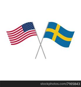American and Swedish flags vector isolated on white background. American and Swedish flags vector isolated on white