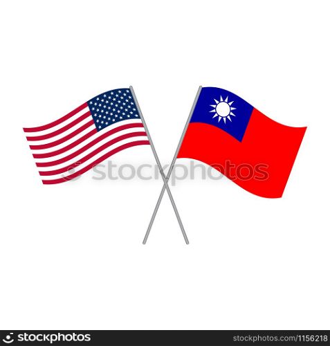 American and Taiwanese flags vector isolated on white background. American and Taiwanese flags vector isolated on white