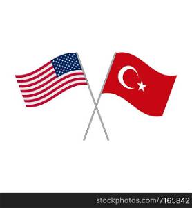 American and Turkey flags vector isolated on white background. American and Turkey flags vector isolated on white