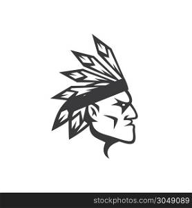 American Apache Indian Logo. Cherokee character icon design. Ethnic logo design.