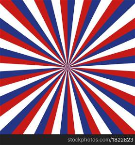 American background with sunburst. Blue and red circus pattern for usa. American flag for 4th july. Abstract patriotic background with stripes. Poster for independence of america. Vector.. American background with sunburst. Blue and red circus pattern for usa. American flag for 4th july. Abstract patriotic background with stripes. Poster for independence of america. Vector