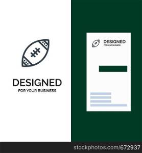 American, Ball, Football, Nfl, Rugby Grey Logo Design and Business Card Template