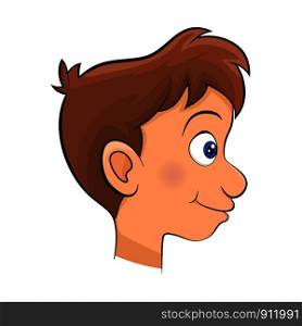 american boy head face side view cartoon design isolated on white background