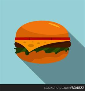 American burger icon. Flat illustration of american burger vector icon for web design. American burger icon, flat style
