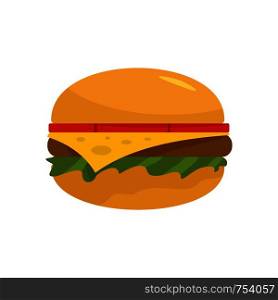 American burger icon. Flat illustration of american burger vector icon for web isolated on white. American burger icon, flat style