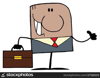 American Businessman Cartoon Doodle Businessman Holding A Thumb Up