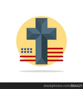 American, Cross, Church Abstract Circle Background Flat color Icon