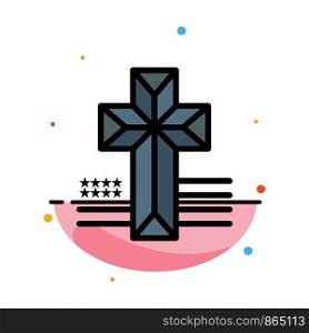American, Cross, Church Abstract Flat Color Icon Template